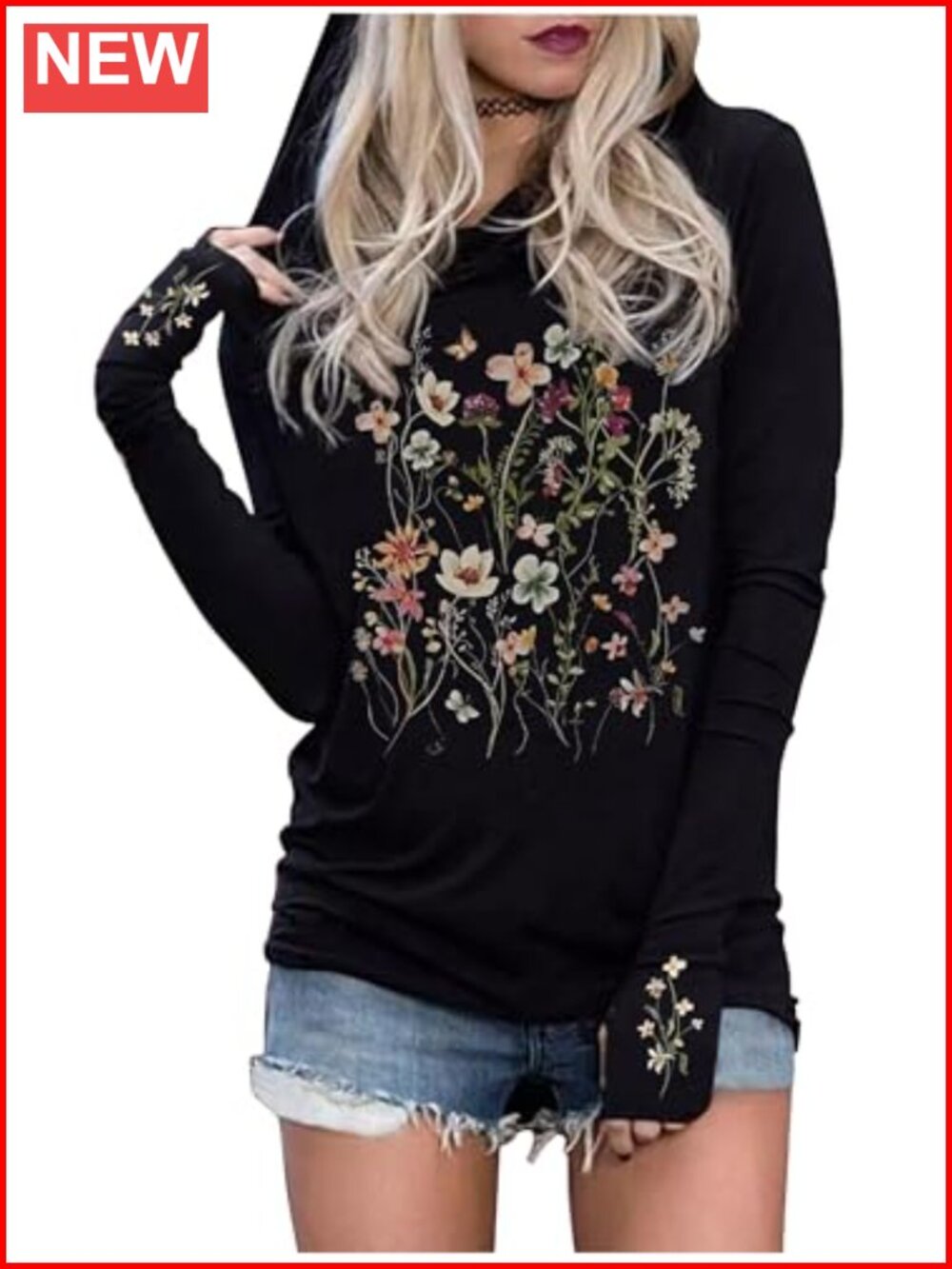 Women's Vintage Graphic Hoodie Long Sleeve Cotton Blend Pullover Top